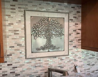 Stainless Steel Tree of Life Metal Wall Art, Celtic Design, Set of 4