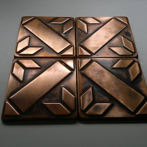 Backsplash tiles , Set of 32 brown patinated copper  tiles , unique copper decors for you wall,copper kitchen decor