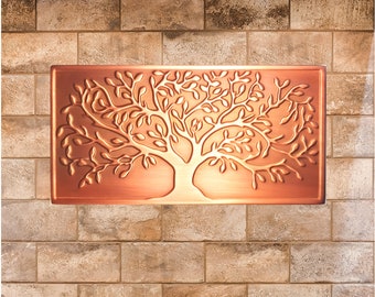 Azulejo de pared Árbol de la Vida de cobre, decoración artística en metal