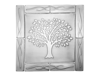 Juego de azulejos metálicos Árbol de la Vida, protector contra salpicaduras de cocina de cobre, 16x16