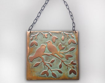 Metal decor, Birds wall art,  Copper decor, Metal wall art, copper art,  Copper relief ,  copper ,  metal plaque