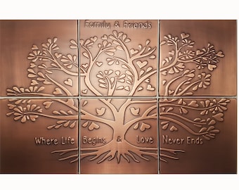 Azulejos decorativos de cobre con diseño del Árbol de la Vida para salpicaderos de cocina (69 cm x 46 cm)