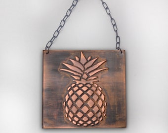 Metal decor, Pineapple, Copper decor, Metal wall art, copper art,  Copper relief ,  copper ,  metal plaque