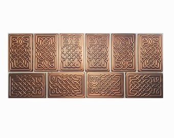 Azulejos de cobre con nudo celta - Decoración de pared de metal, para salpicaderos de cocina (juego de 10)