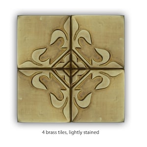 Kitchen backsplash , backsplash tiles,SET OF 4 TILES, rustic, copper and brass metal wall art, brown home décor, accent  tiles, patina