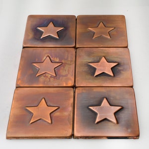 Backsplash tiles , Set of 6 brown patinated copper  tiles , unique copper decors for you wall,copper kitchen decor