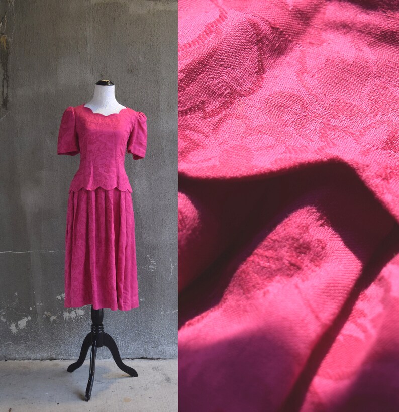 80s Prom Dress Hot Pink Dress Wedding Guest Dress Fit Etsy