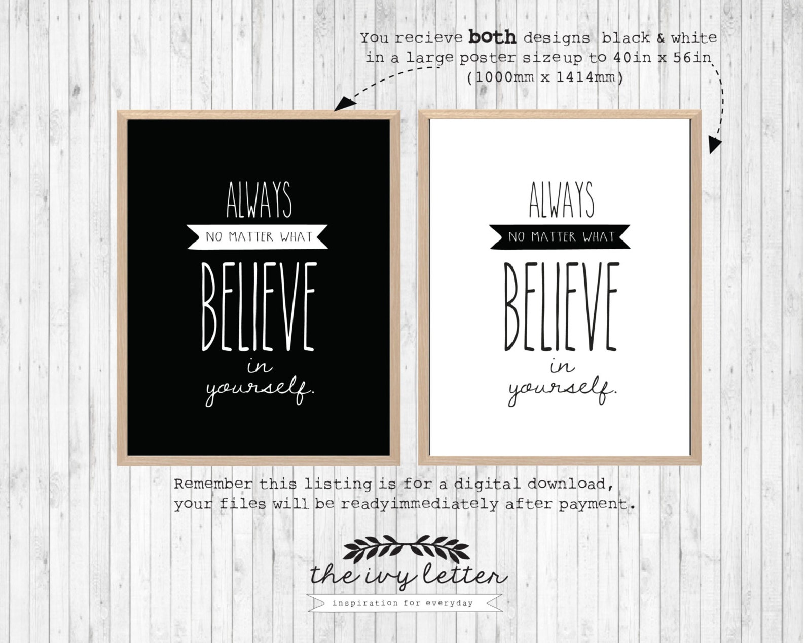 Printable Believe in Yourself Poster Large Inspirational Quote - Etsy