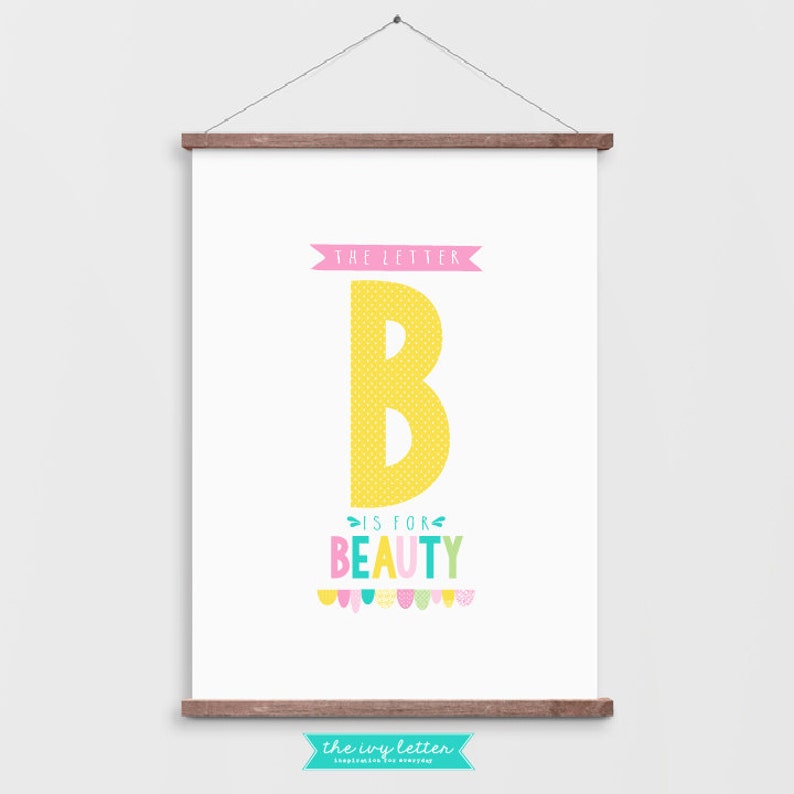 Letter B Poster Alphabet Design Digital Nursery Art Print | Etsy