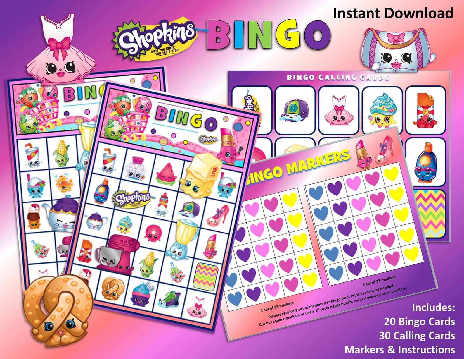 Shopkins Bingo Game Printable Party Game | Etsy