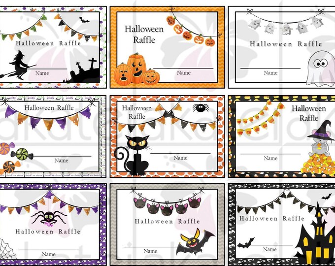 Halloweeen Raffle Sign Halloween Theme Raffle Tickets Printable - Instant Download - Etsy