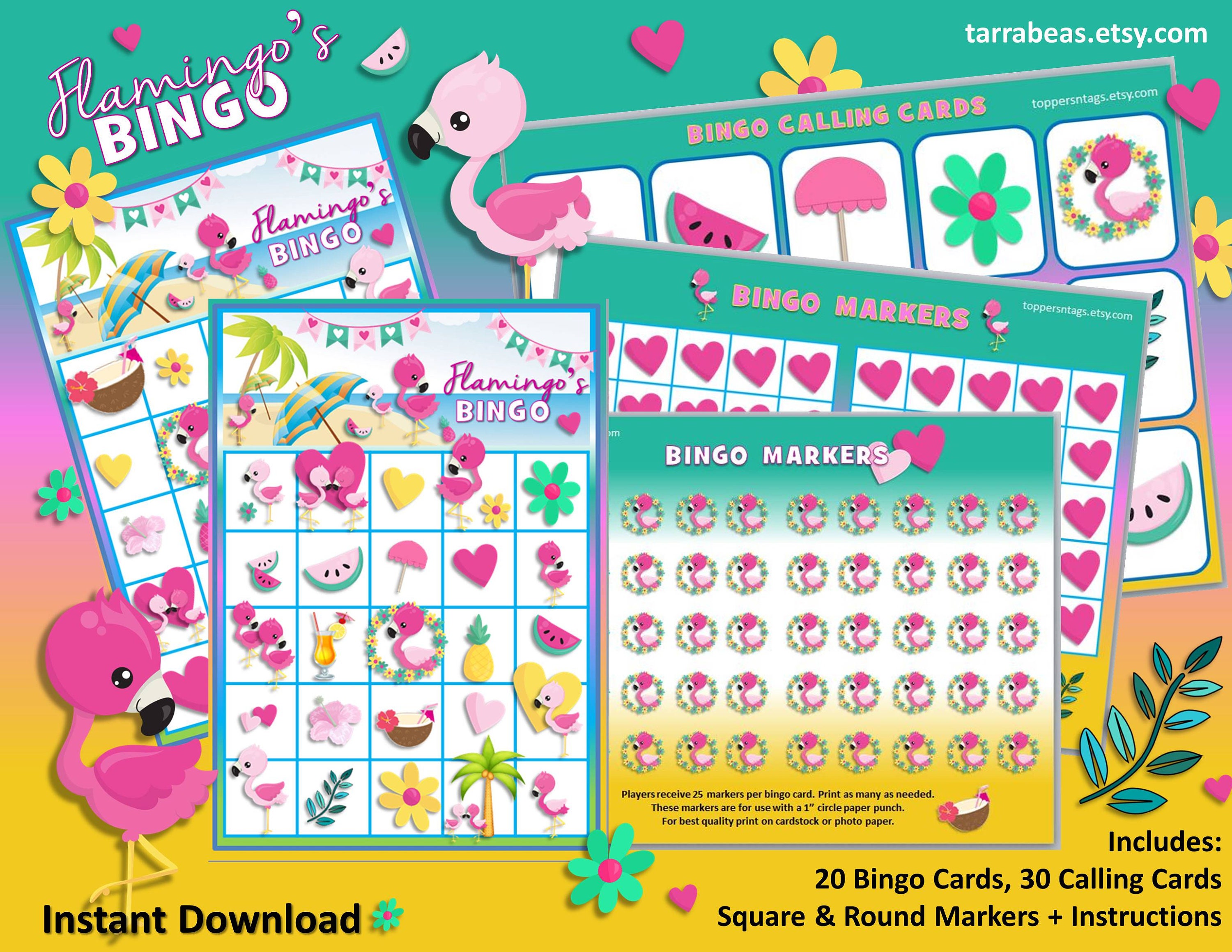 The Pink Flamingo's Printable Bingo Party Game - Picture Bingo