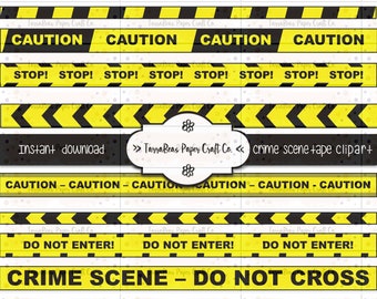 Crime Scene CSI Tape Clip Art / Police Line Tape / Danger Clipart for Scrapbooking / Card Making / Paper Crafts
