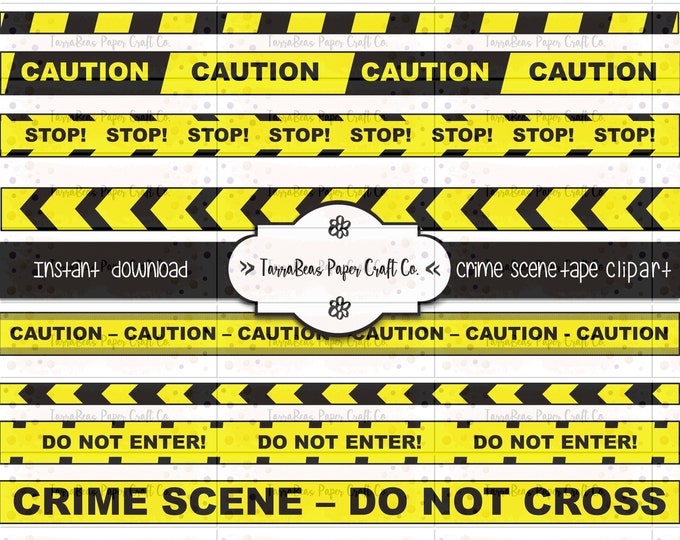 Crime Scene CSI Tape Clip Art / Police Line Tape / Danger Clipart for ...