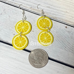Lemon Earrings - Food Dangle Hook Earrings - Quirky & Fun Fashion Jewelry