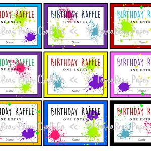Paint Splatter Happy Birthday Raffle Tickets Instant | Etsy