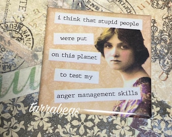 Funny Fridge Magnet  #176 - Fridge Magnet - Vintage Inspired - stupid people test my anger management skills