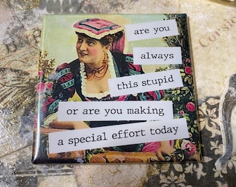 Funny Magnet - Fridge Magnet #037  - are you always this stupid..