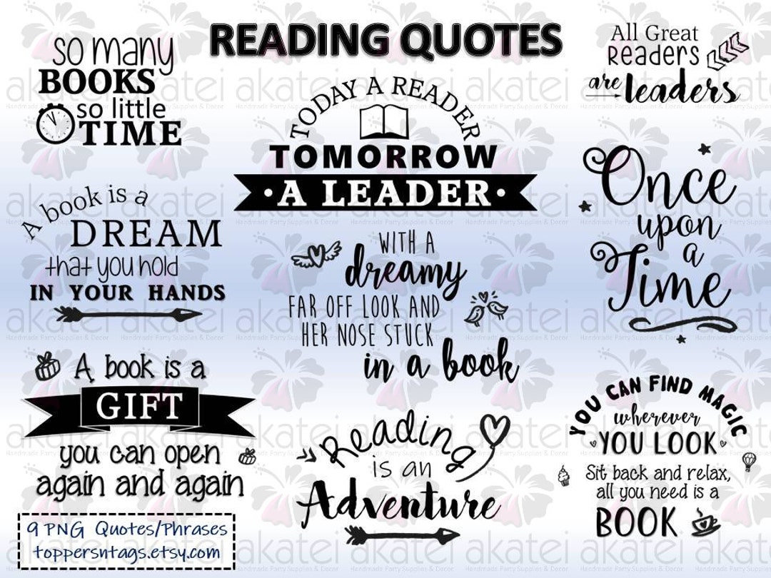 Reading Quotes & Themed Phrases/sayings - PNG Files Instant Download - Etsy