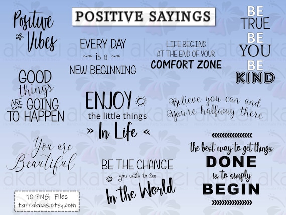 Positive Quotes Themed Phrases Sayings 2 Png Files Etsy Positive Quotes Themed Phrases Sayings 2 Png Files Etsy