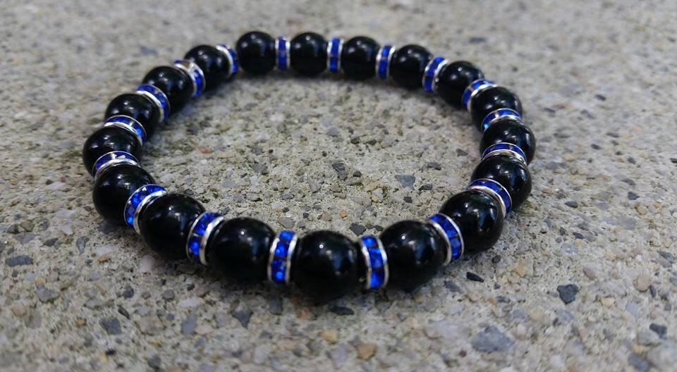 Meaeguet 8MM Wide Thin Blue Line Stainless Steel Ring For