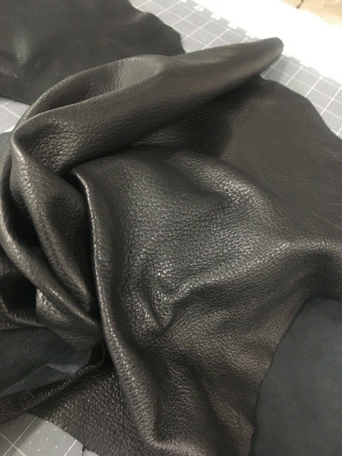 Lambskin Leather Hide Pliable Pebbled Textured Black Remnant Etsy