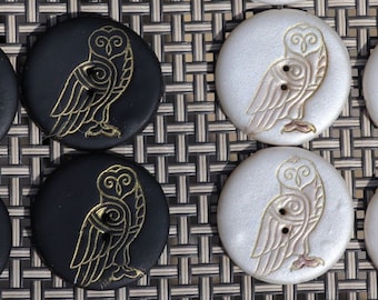 Unique Handcrafted Celtic Owl Buttons in Polymer Clay