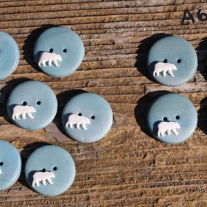 Polar Bear Buttons/Embellishments hand made from Polymer Clay unique bear buttons in 5/8, 3/4, 1.25, and 1.5 diameter. image 5
