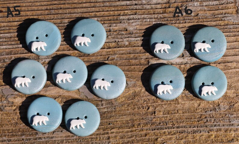 Polar Bear Buttons/Embellishments hand made from Polymer Clay unique bear buttons in 5/8, 3/4, 1.25, and 1.5 diameter. image 5