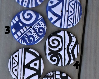 Handmade Two-Tone Textured Polymer Clay Buttons: Variety of Styles