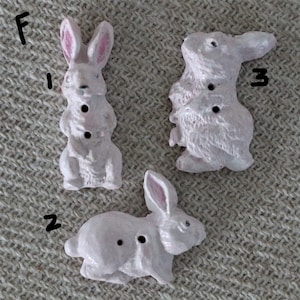 Rabbit buttons, Rabbits in white, tan, taupe, chocolate, bunny with flowers, easter bunnies, bunny embellishments Bild 7