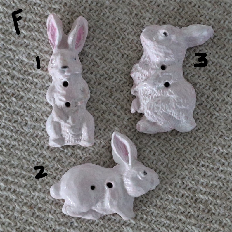 Rabbit buttons, Rabbits in white, tan, taupe, chocolate, bunny with flowers, easter bunnies, bunny embellishments Bild 7