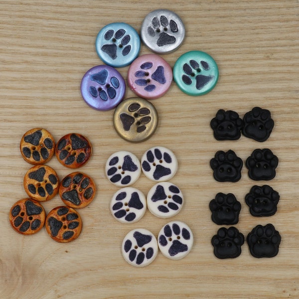 Pawprint for Dog and Cat Polymer Clay Buttons