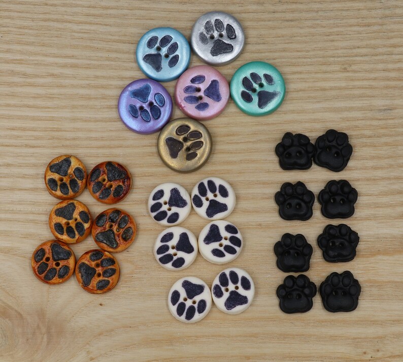 Pawprint for Dog and Cat Polymer Clay Buttons image 1