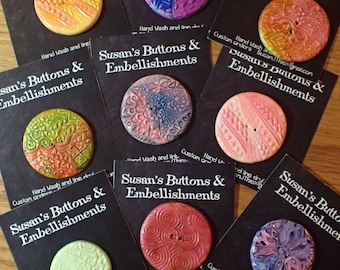 Watercolor Polymer Clay Buttons: Funky Textured for Purses, Bags, & Clothing