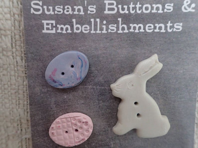 Rabbit buttons, Rabbits in white, tan, taupe, chocolate, bunny with flowers, easter bunnies, bunny embellishments image 10