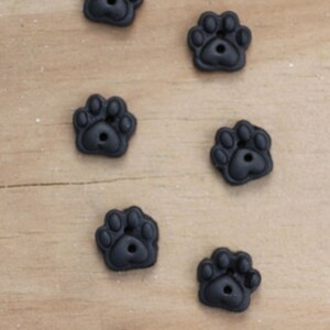 Pawprint for Dog and Cat Polymer Clay Buttons E- 7 black pawprints