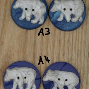 Polar Bear Buttons/Embellishments hand made from Polymer Clay unique bear buttons in 5/8, 3/4, 1.25, and 1.5 diameter. image 4