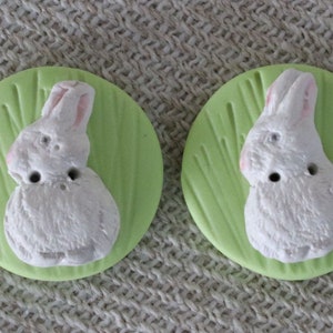 Rabbit buttons, Rabbits in white, tan, taupe, chocolate, bunny with flowers, easter bunnies, bunny embellishments image 3