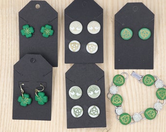 Shamrock, Celtic trinity knot, Tree of Life Irish symbol earrings and bracelet, St. Patrick's Day jewelry