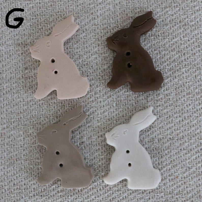 Rabbit buttons, Rabbits in white, tan, taupe, chocolate, bunny with flowers, easter bunnies, bunny embellishments image 8