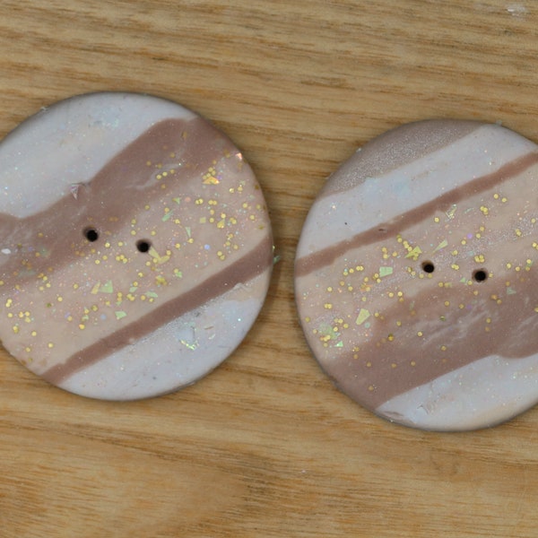 Handmade Marbled Polymer Clay Buttons: turqoise, tan, and white, magenta-orange, 7/8", 1", 1.25",1.5"