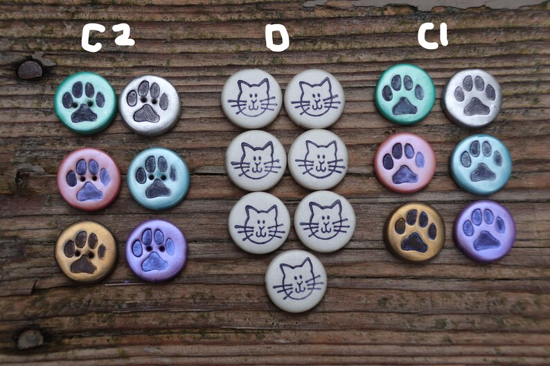 Pawprint for Dog and Cat Polymer Clay Buttons image 2