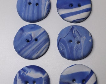 Handmade 1” Color Swirl or Stripe Button Sets: unique polymer clay buttons for Sweaters. coats, purses and bags