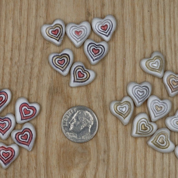 1/2" Tiny Hearts, Handmade Polymer Clay Heart Shank Buttons & Embellishments to Decorate Valentines, Wedding, Anniversary, Children's Items