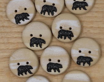 Bear Buttons/Embellishments made from Polymer Clay;  Black Bear, Grizzly Bear, Brown Bear