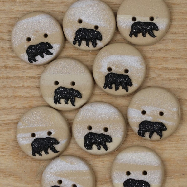 Bear Buttons/Embellishments made from Polymer Clay;  Black Bear, Grizzly Bear, Brown Bear