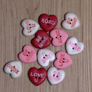 Polymer Clay Conversation Heart Buttons: 3/4&quot; & 1&quot;