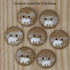 Polar Bear Buttons/Embellishments hand made from Polymer Clay unique bear buttons in 5/8, 3/4, 1.25, and 1.5 diameter. image 7