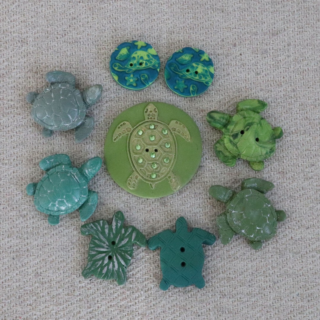 Turtle Shell Button Handmade Polymer Clay Turtle Buttons & Embellishments: Variety of Sizes ...